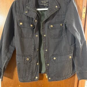 J. Crew Charcoal Field Jacket with Brass Accents